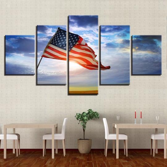 American Flag Old Glory In The Wind Abstract Canvas Wall Art