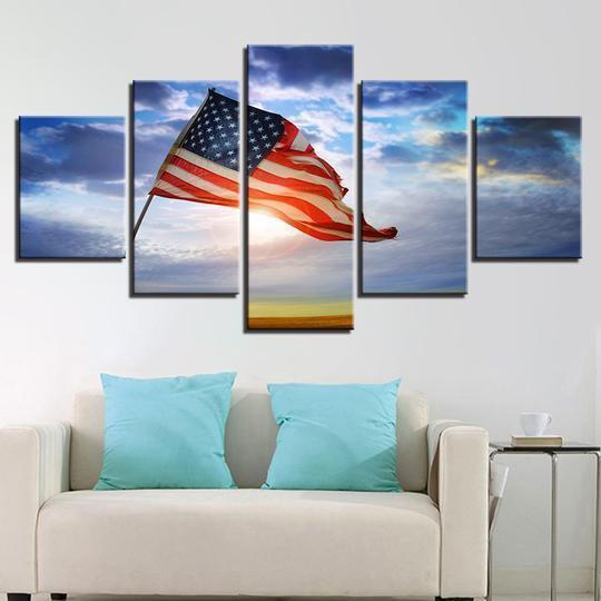 American Flag Old Glory In The Wind Abstract Canvas Wall Art