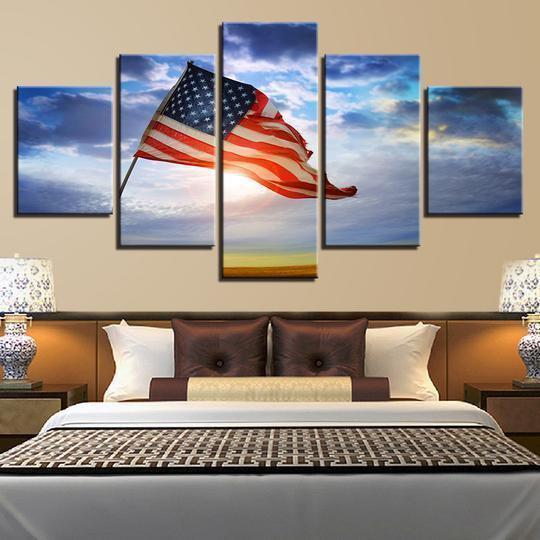 American Flag Old Glory In The Wind Abstract Canvas Wall Art