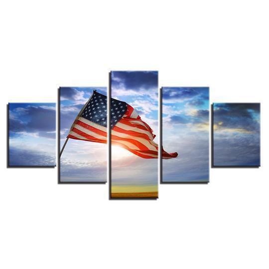 American Flag Old Glory In The Wind Abstract Canvas Wall Art