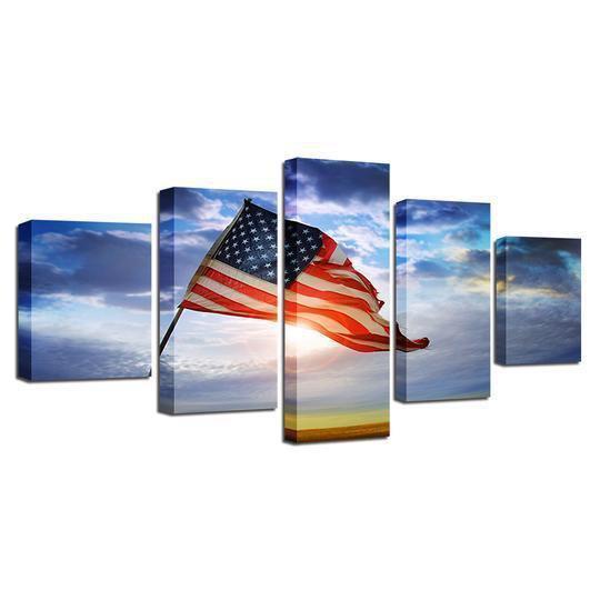 American Flag Old Glory In The Wind Abstract Canvas Wall Art