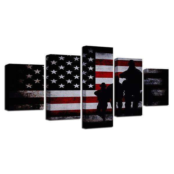 American Flag Soldier Military Army Canvas Wall Art