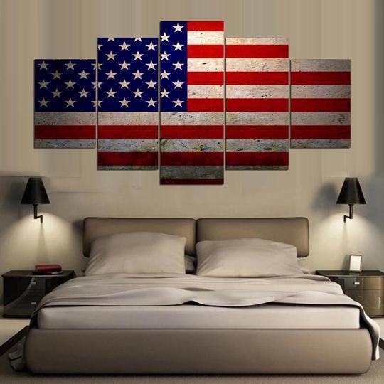 American Flag US USA 5 Abstract Canvas Wall Art