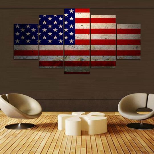 American Flag US USA 5 Abstract Canvas Wall Art
