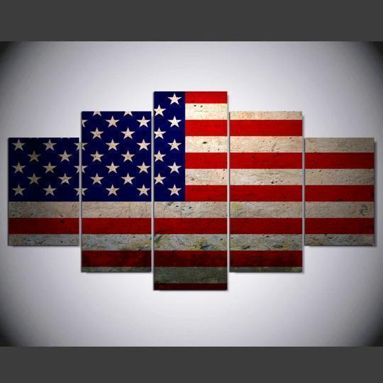 American Flag US USA 5 Abstract Canvas Wall Art