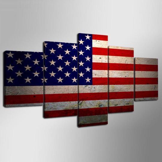 American Flag US USA 5 Abstract Canvas Wall Art