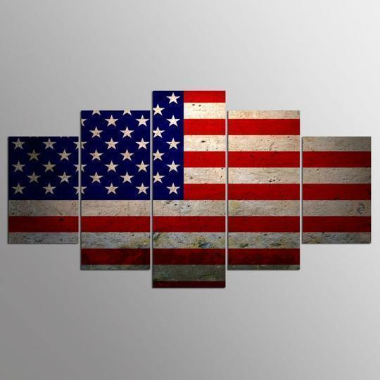 American Flag US USA 5 Abstract Canvas Wall Art