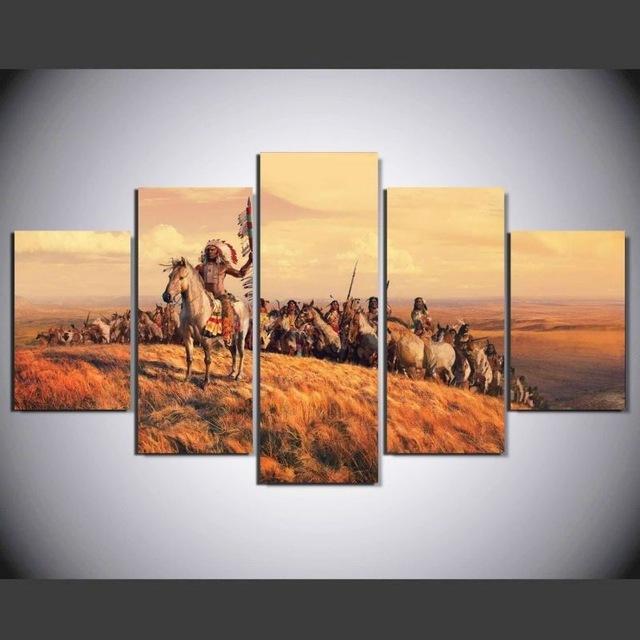 American Indian Native Life Army Canvas Wall Art