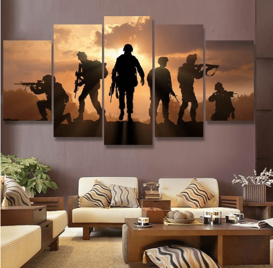 American Military Soldier Sunset Army Canvas Wall Art