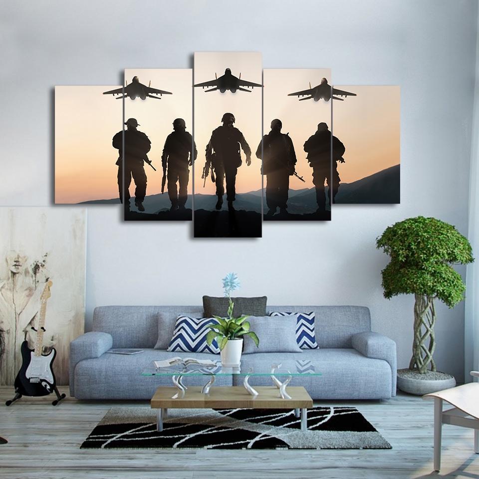 American Soldier Plane Army Canvas Wall Art