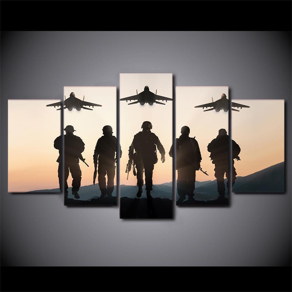 American Soldier Plane Army Canvas Wall Art