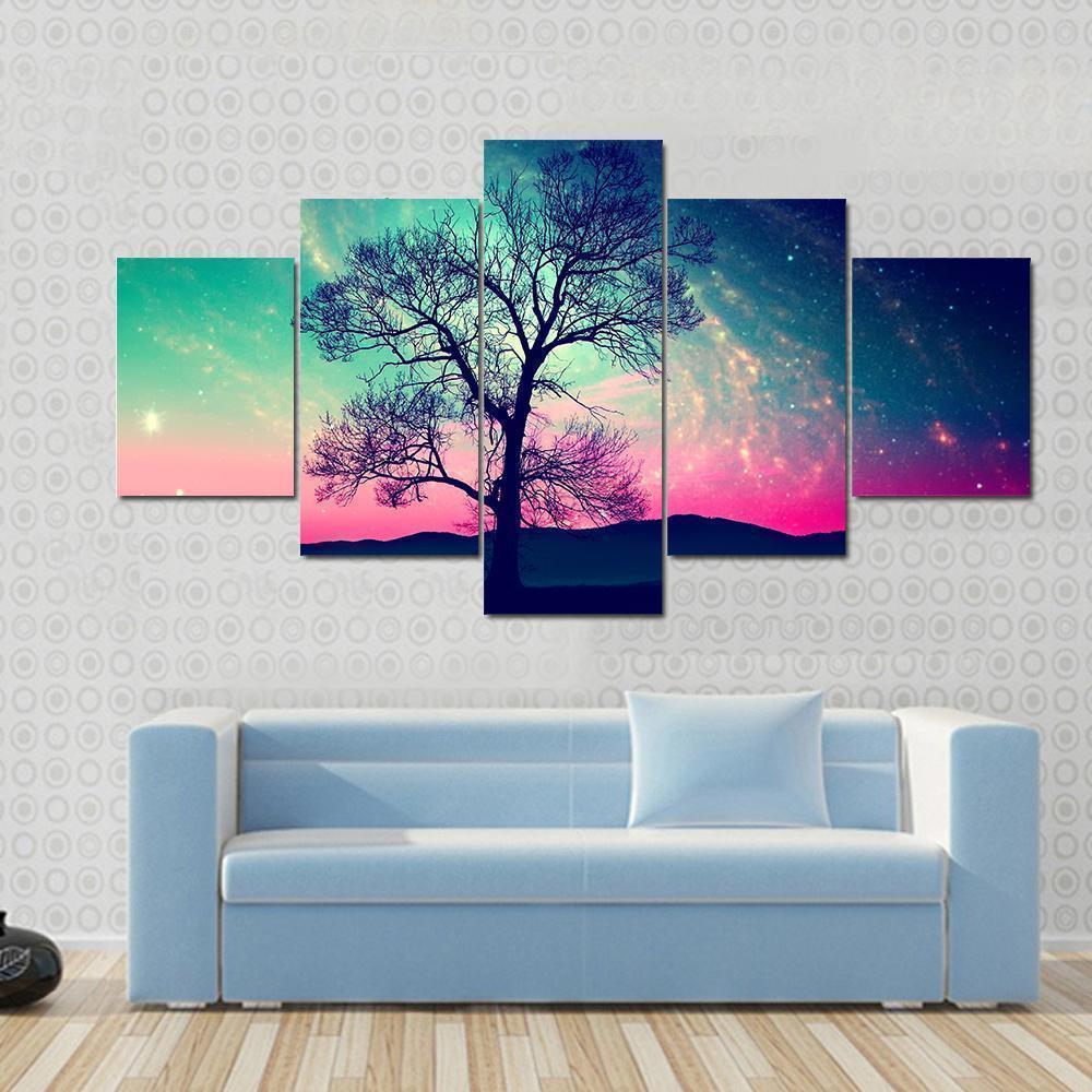 Andromeda Galaxy Over Earth Space Nature Canvas Wall Art