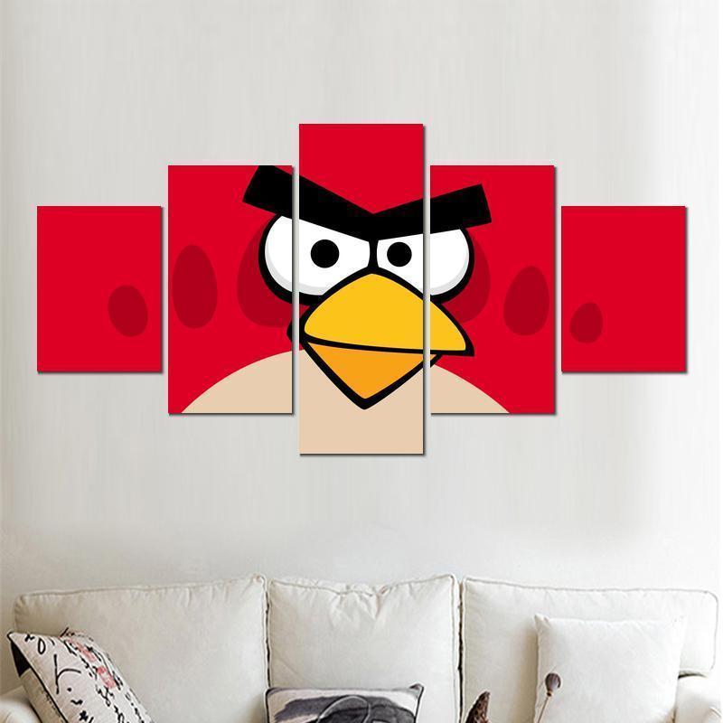 Angry Birds Red Bird Cartoon Canvas Wall Art