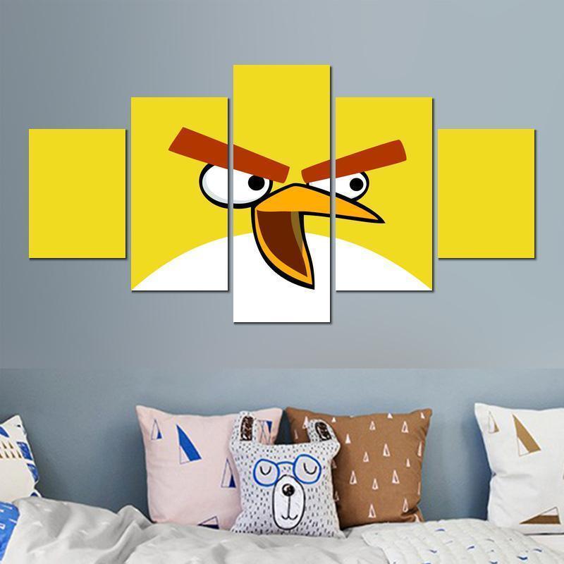 Angry Birds Yellow Bird Cartoon Canvas Wall Art