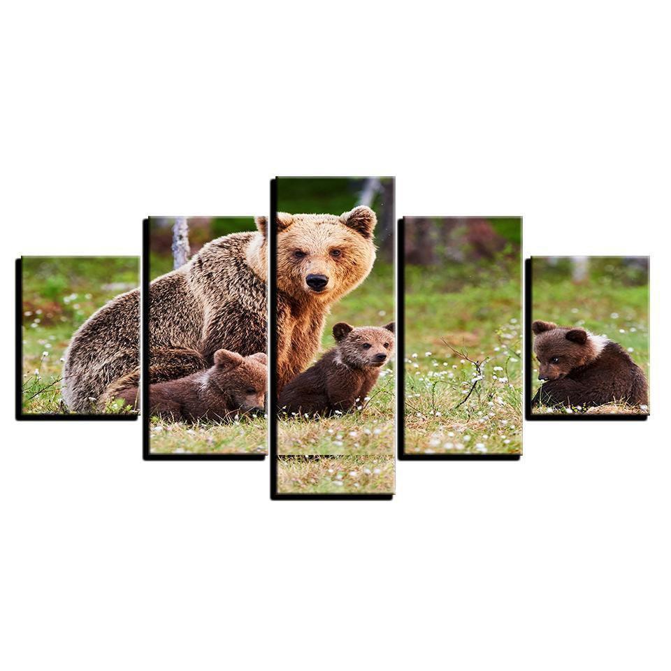 Animal Brown Bears Family Animal Canvas Wall Art