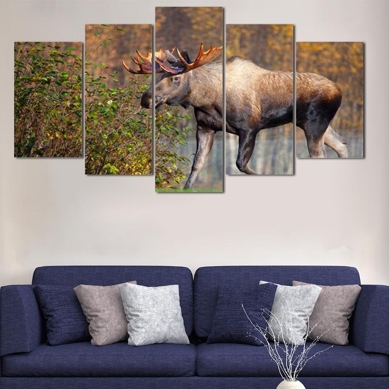 Animal Deer Walking Landscape Animal Canvas Wall Art