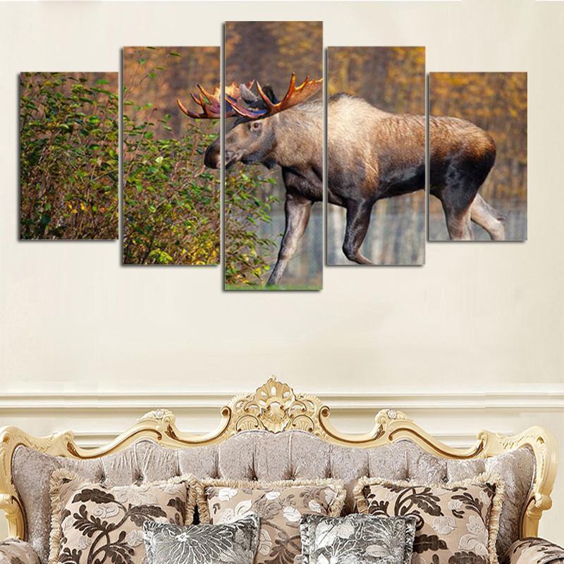 Animal Deer Walking Landscape Animal Canvas Wall Art