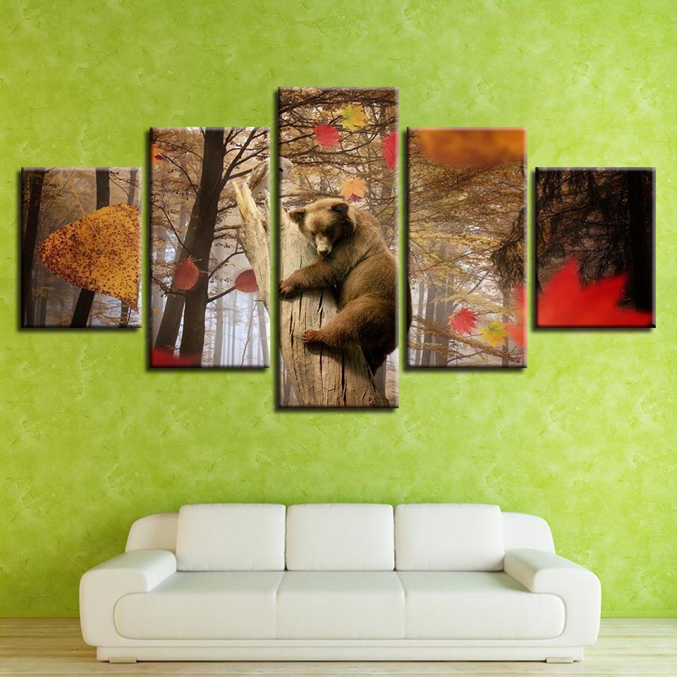Animal Dog Bear Is In The Forest Animal Canvas Wall Art