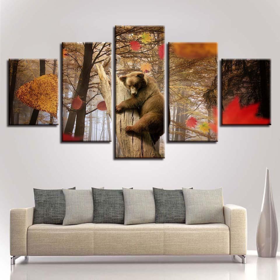 Animal Dog Bear Is In The Forest Animal Canvas Wall Art