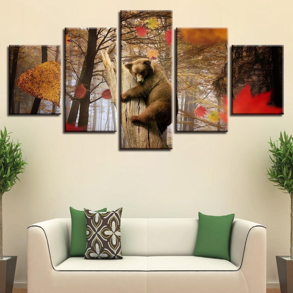 Animal Dog Bear Is In The Forest Animal Canvas Wall Art