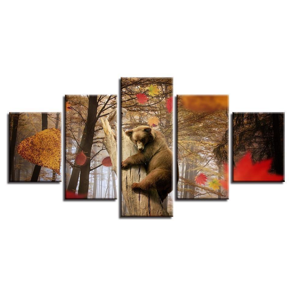 Animal Dog Bear Is In The Forest Animal Canvas Wall Art