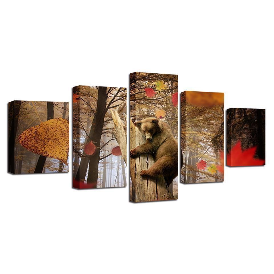 Animal Dog Bear Is In The Forest Animal Canvas Wall Art