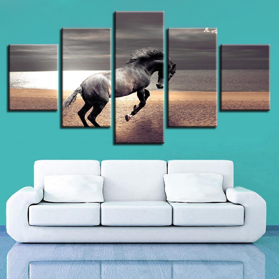 Animal Horse Running Landscape Animal Canvas Wall Art