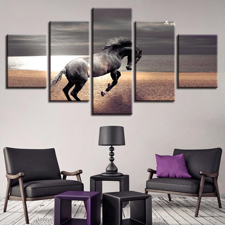 Animal Horse Running Landscape Animal Canvas Wall Art