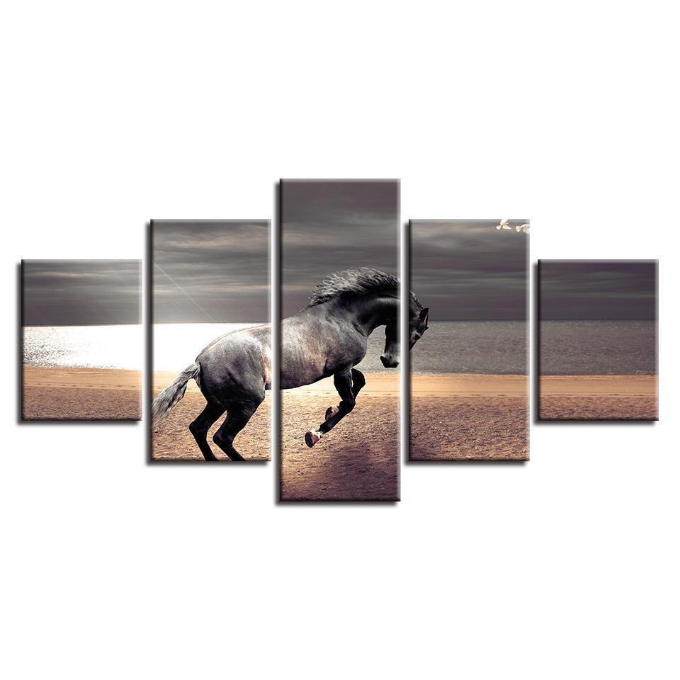 Animal Horse Running Landscape Animal Canvas Wall Art