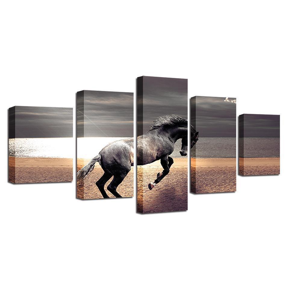 Animal Horse Running Landscape Animal Canvas Wall Art