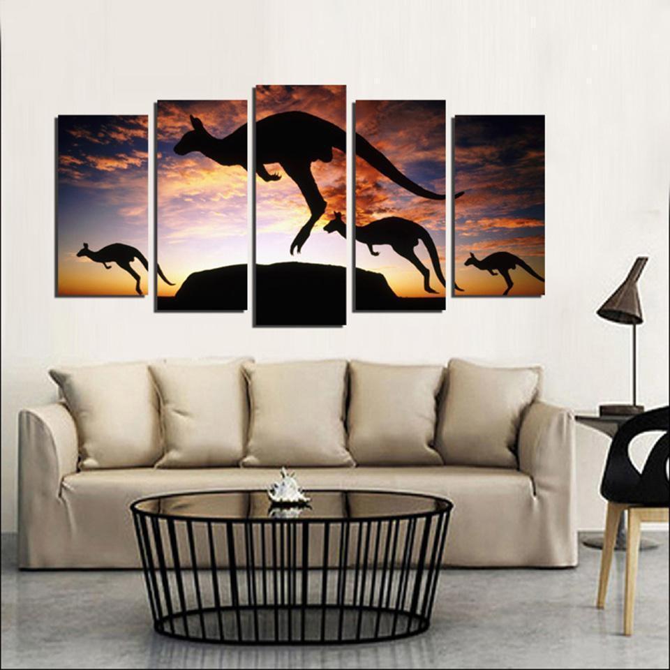 Animal Kangaroo Animal Canvas Wall Art