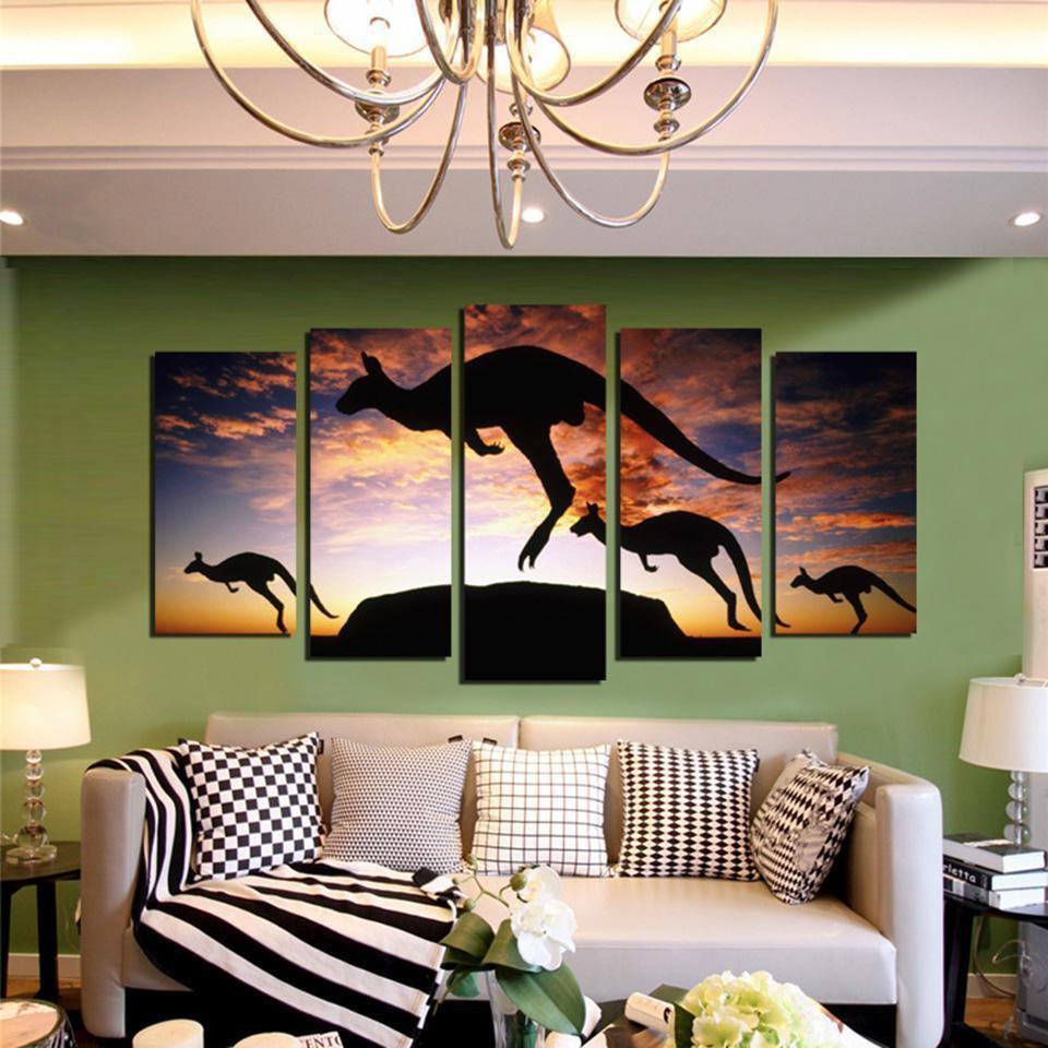 Animal Kangaroo Animal Canvas Wall Art