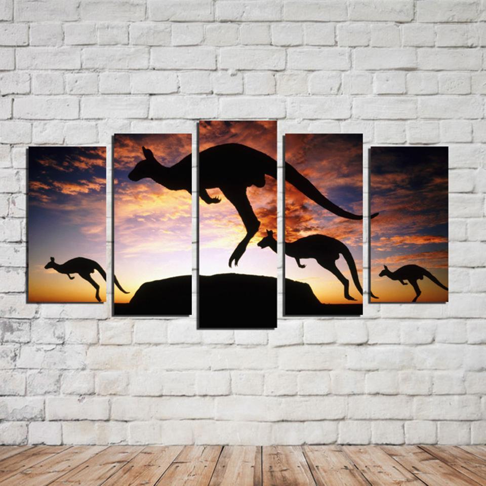 Animal Kangaroo Animal Canvas Wall Art