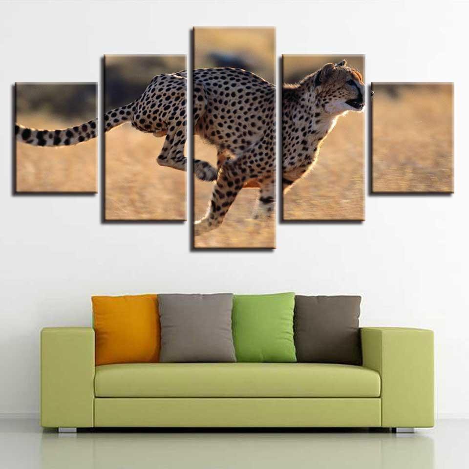 Animal Leopards Running Scenery Animal Canvas Wall Art