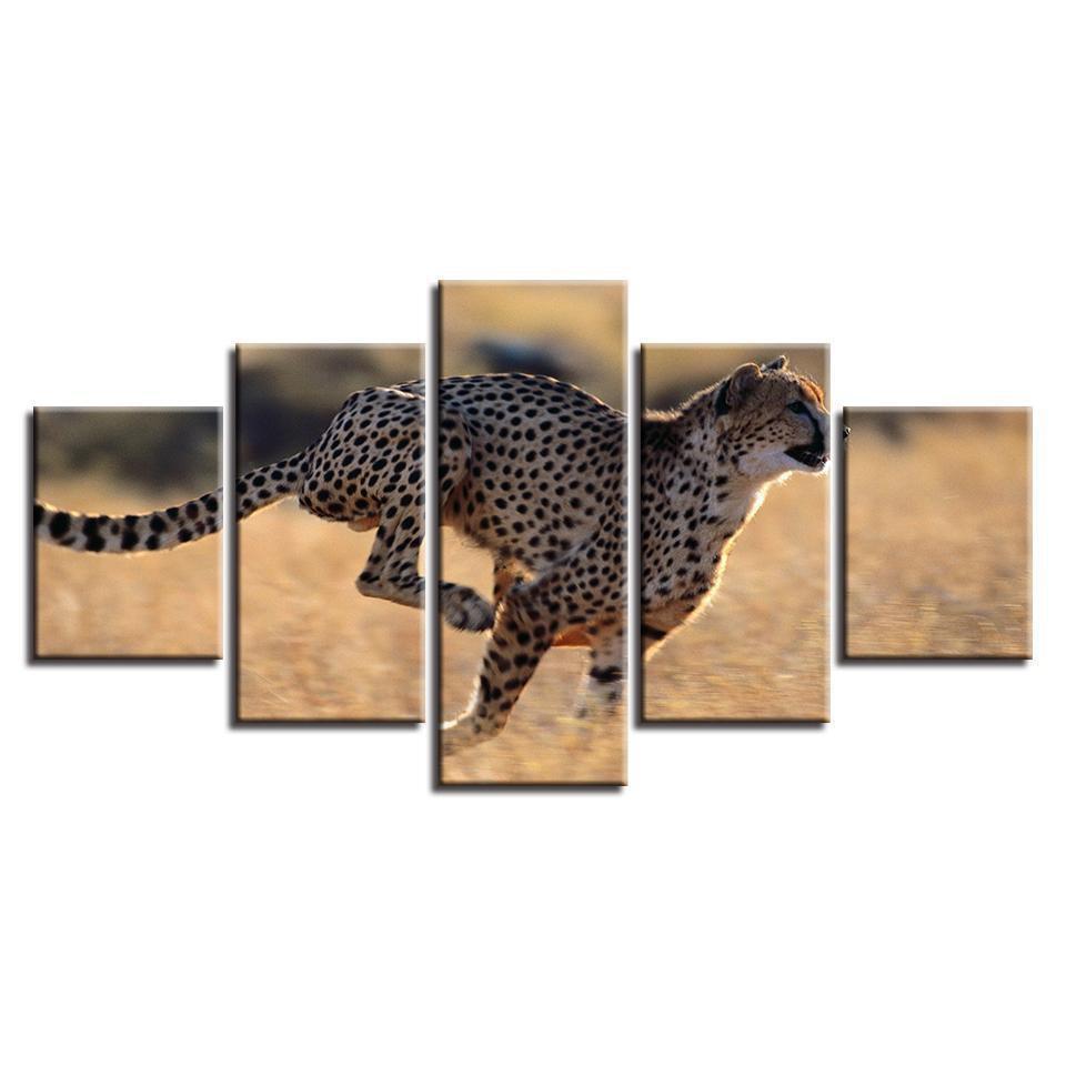 Animal Leopards Running Scenery Animal Canvas Wall Art