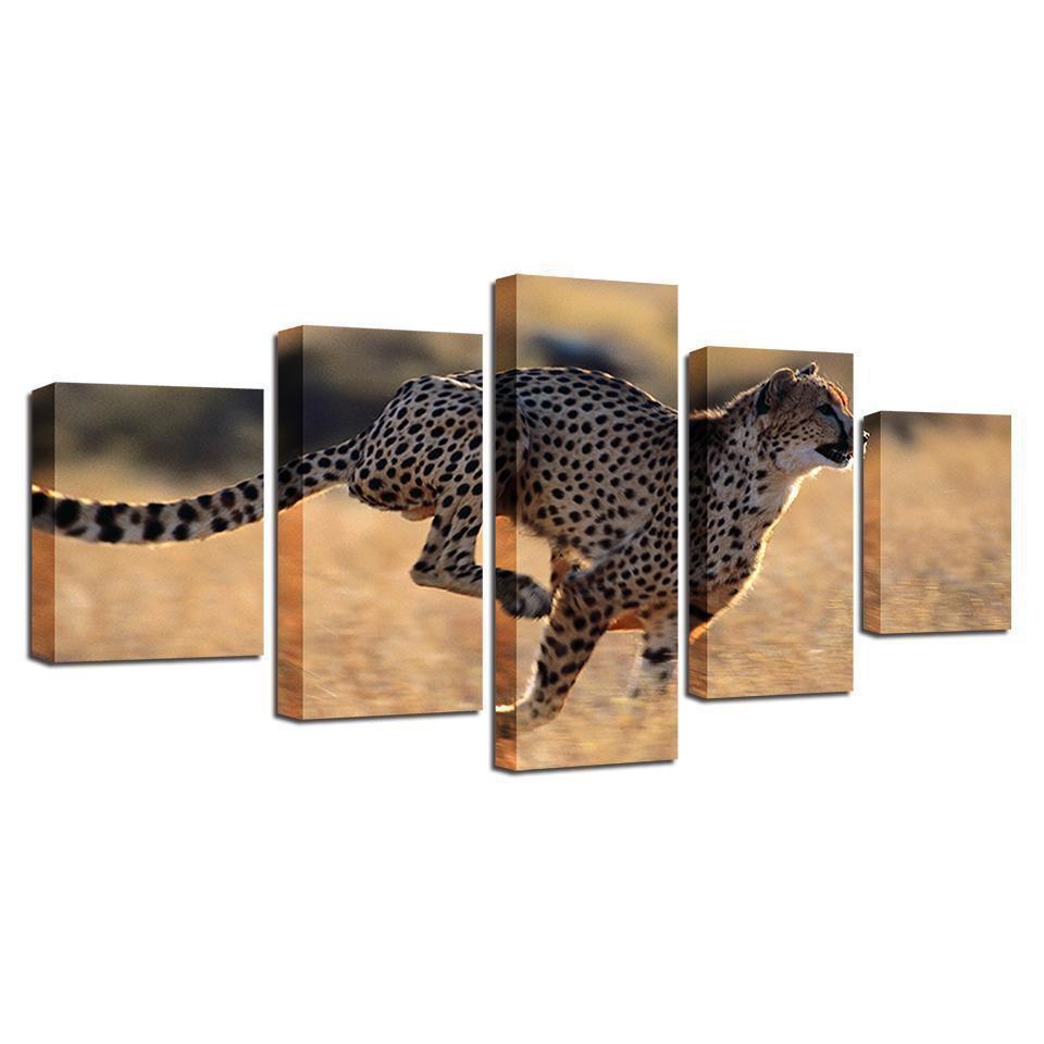 Animal Leopards Running Scenery Animal Canvas Wall Art
