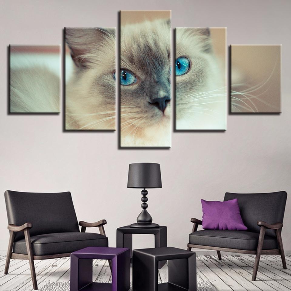 Animal Lovely White Cat Animal Canvas Wall Art