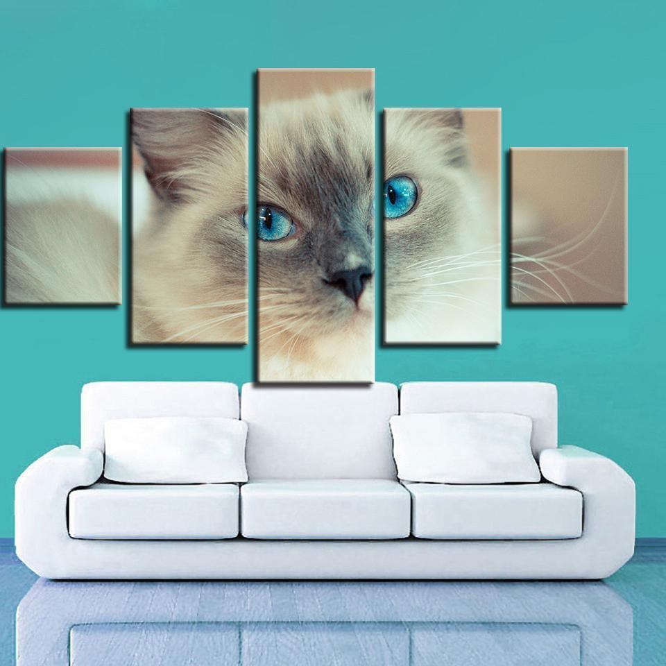 Animal Lovely White Cat Animal Canvas Wall Art