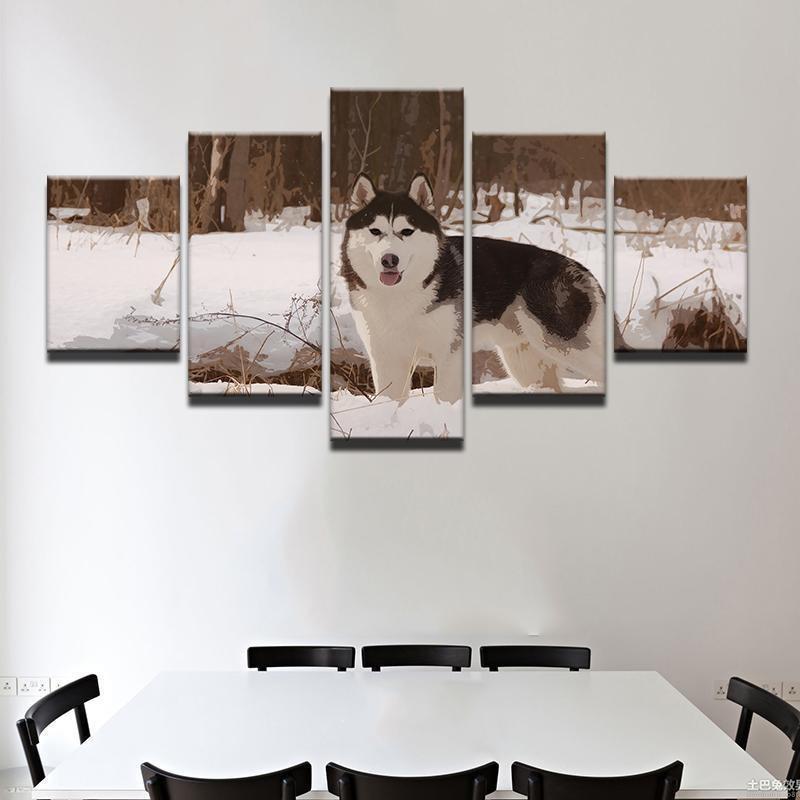 Animal Pet Dog Siberian Husky Animal Canvas Wall Art