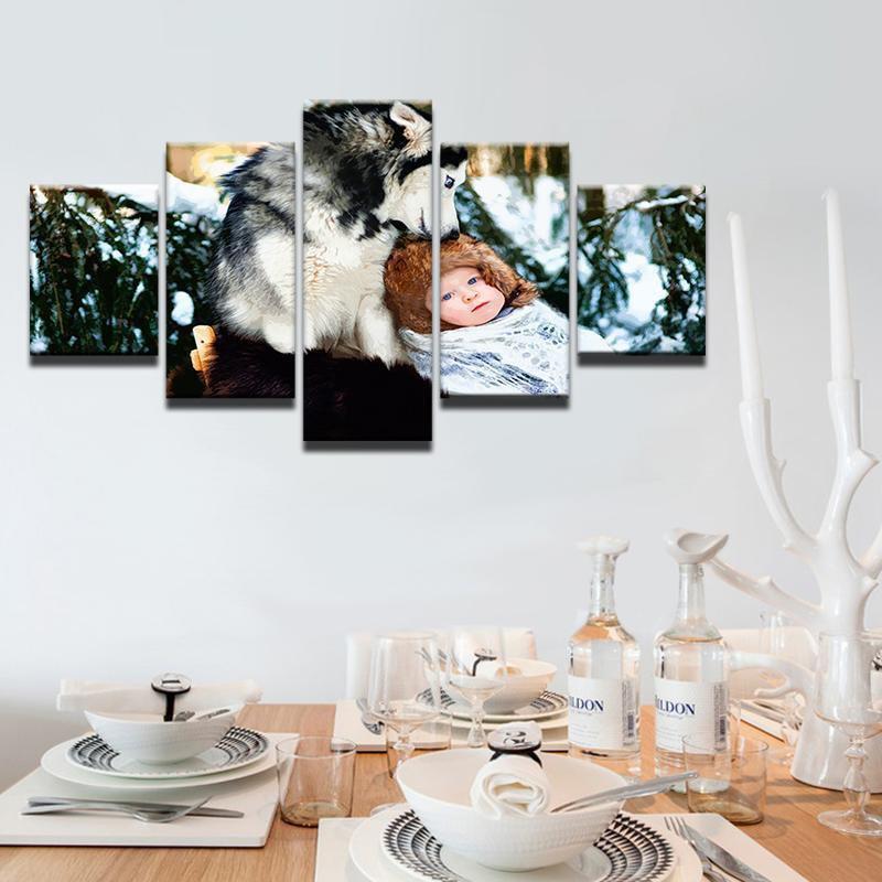 Animal Pet Dog Siberian Husky Animal Canvas Wall Art
