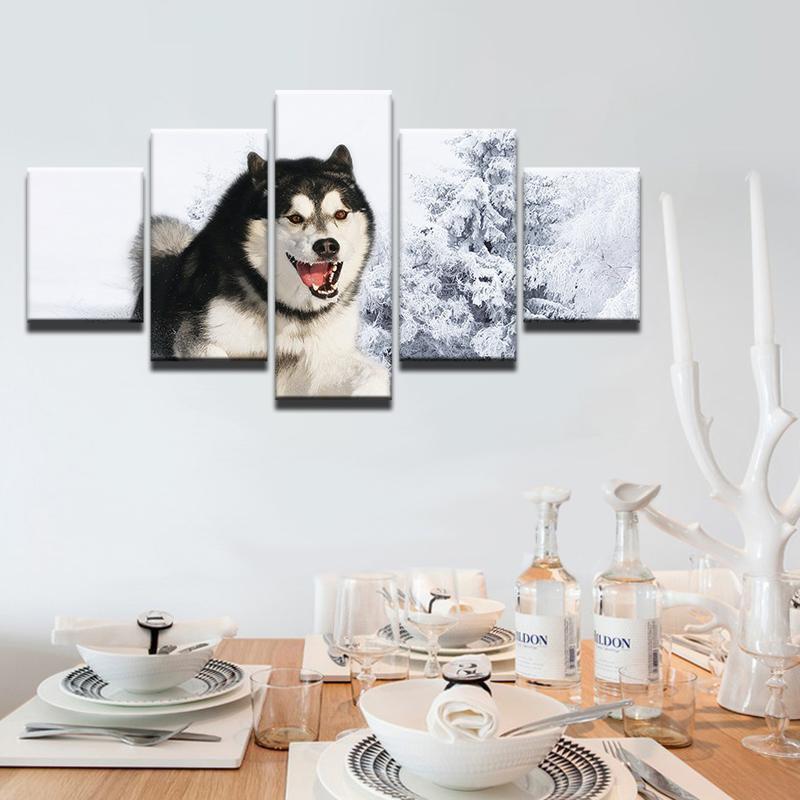 Animal Pet Dog Siberian Husky Animal Canvas Wall Art