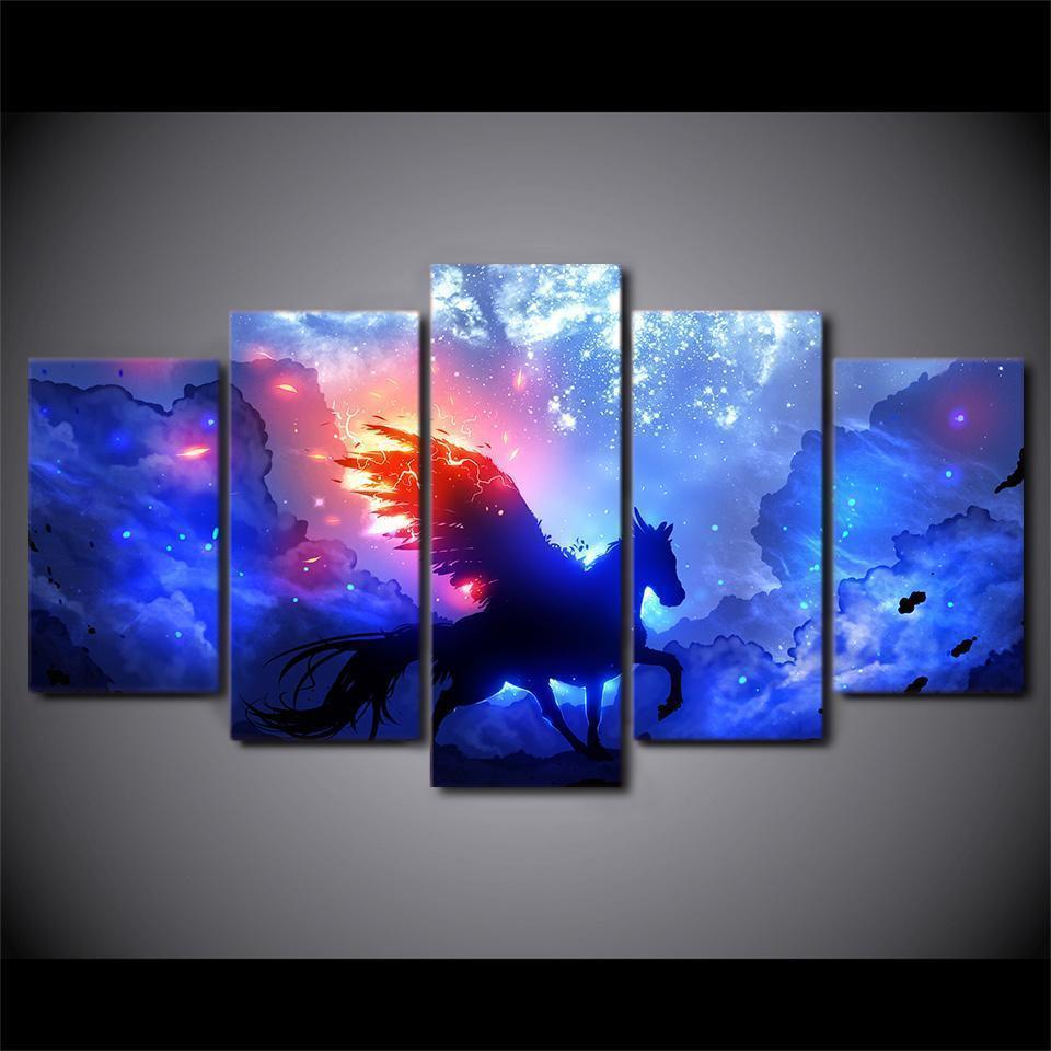 Animal Unicorn Night Scene Abstract Animal Canvas Wall Art