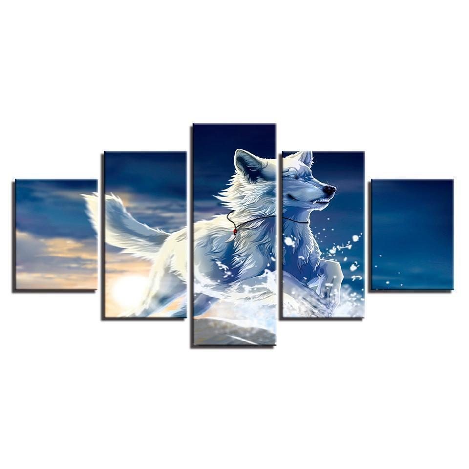 Animal Wolf Dog Snow Fox Animal Canvas Wall Art