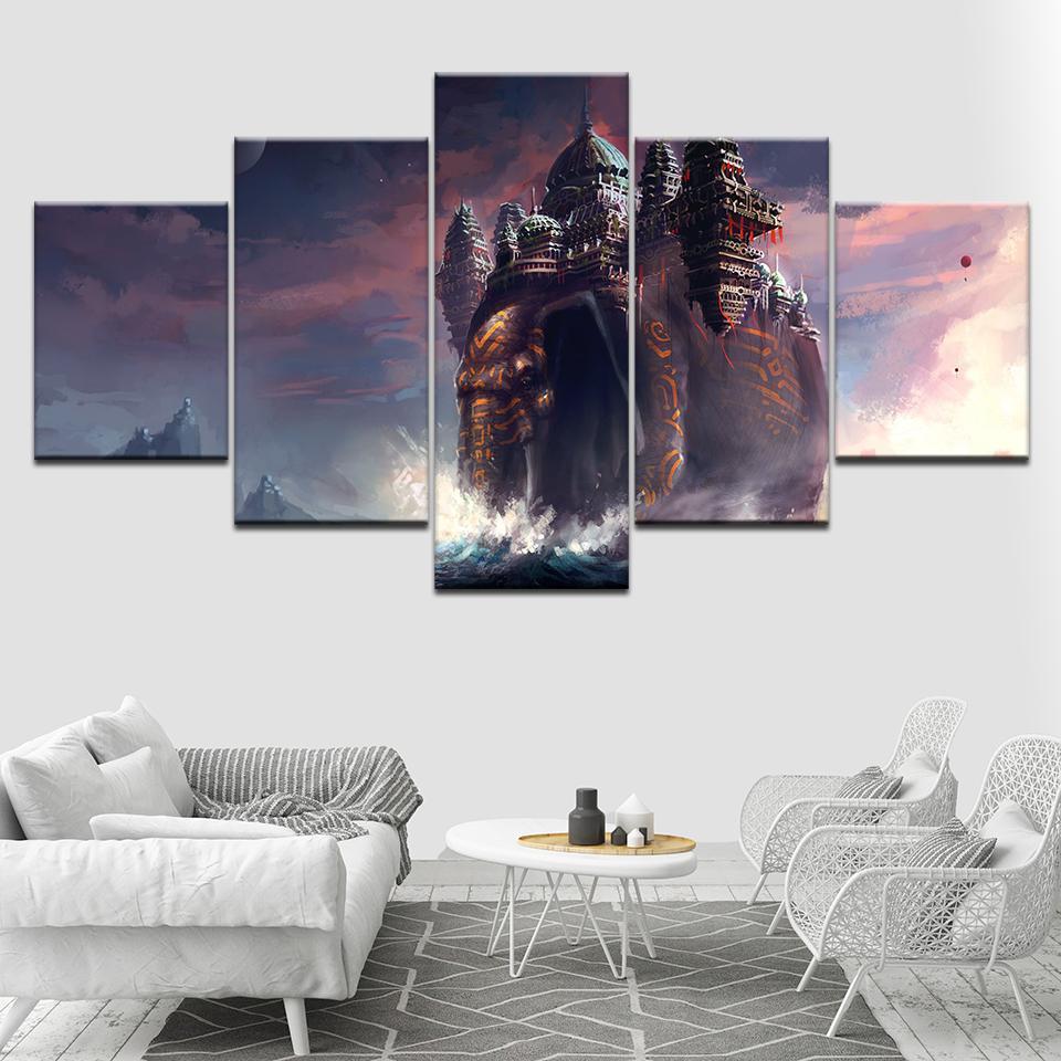 Animals Elephant Abstract Building Abstract Animal Canvas Wall Art