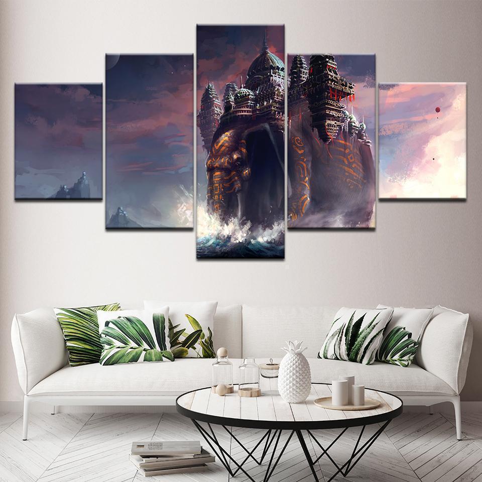 Animals Elephant Abstract Building Abstract Animal Canvas Wall Art