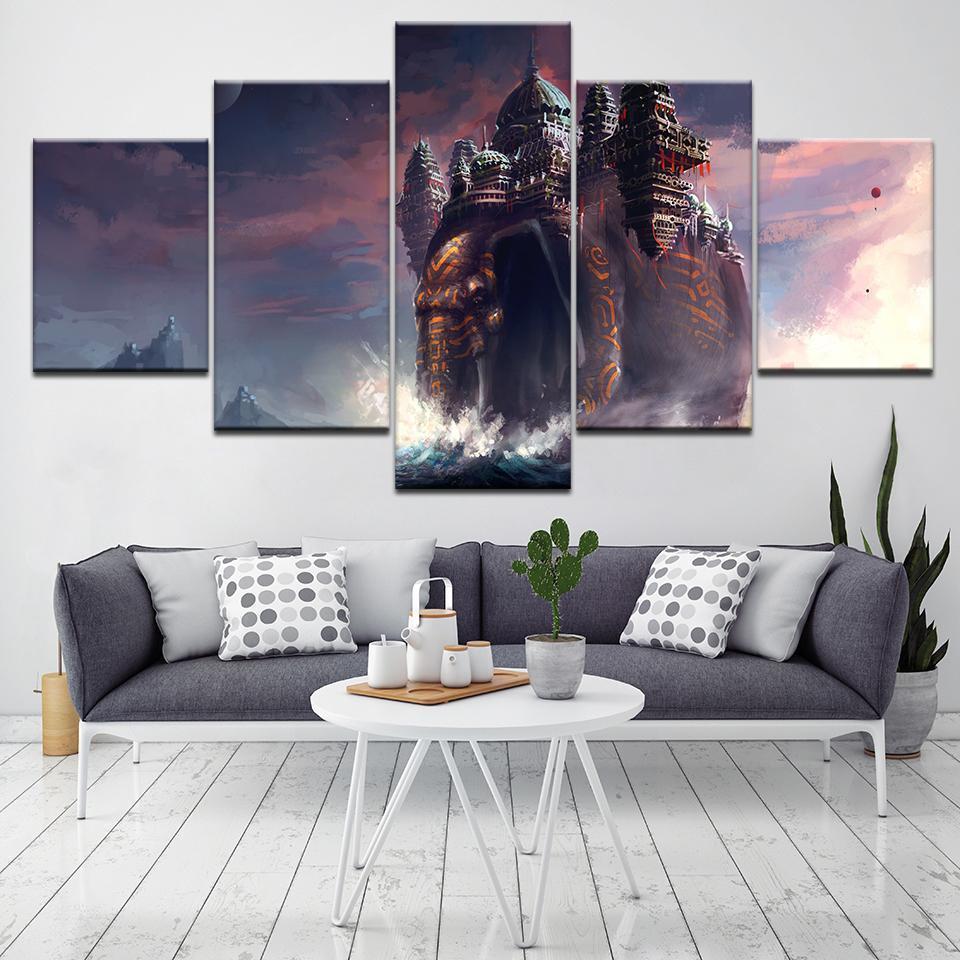 Animals Elephant Abstract Building Abstract Animal Canvas Wall Art