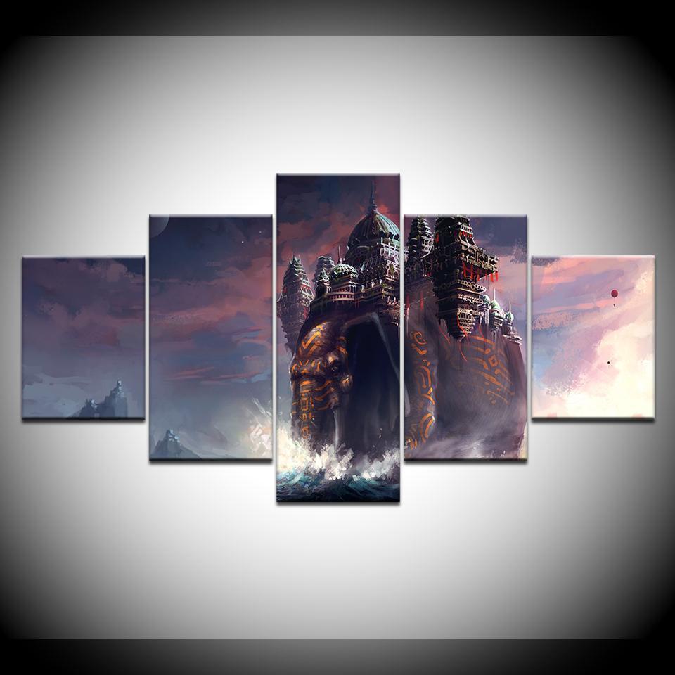 Animals Elephant Abstract Building Abstract Animal Canvas Wall Art
