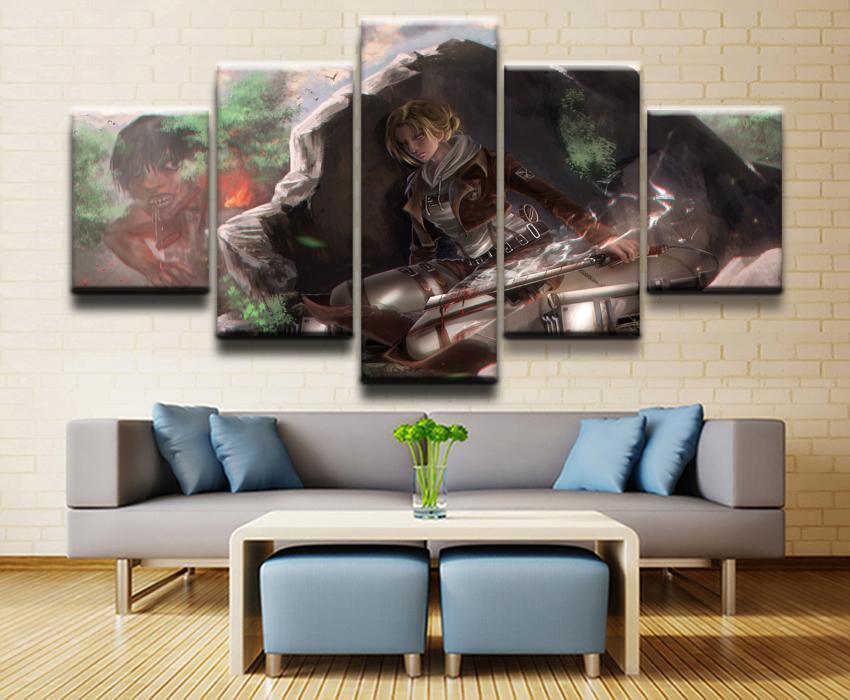 Attack On Titan Annie Leonhart Fighting Titan Anime Canvas Wall Art