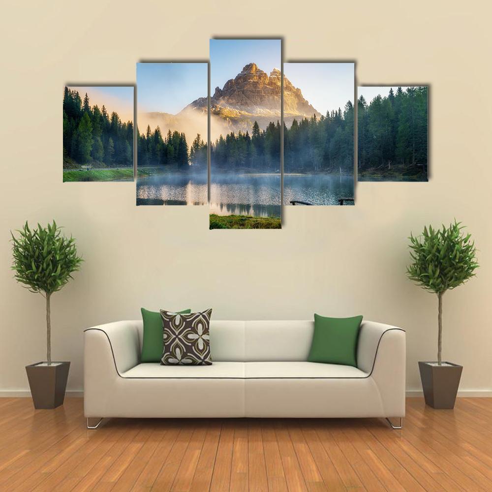 Antorno Lake With Peak Of Tre Cime Di Lavaredo Nature Canvas Wall Art