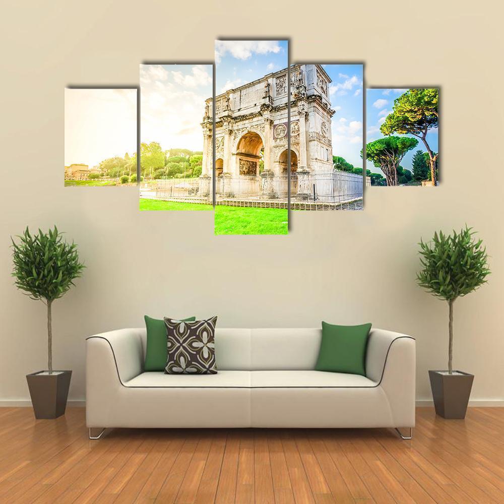 Arch Of Constantine And Colosseum Nature Canvas Wall Art